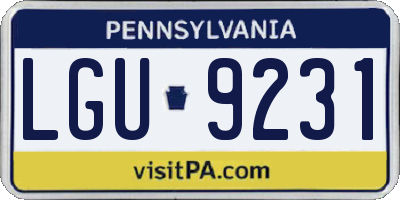 PA license plate LGU9231