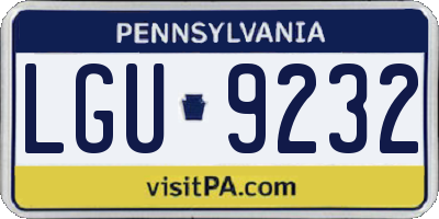 PA license plate LGU9232