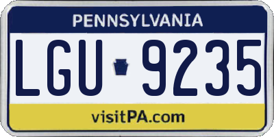 PA license plate LGU9235