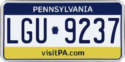 PA license plate LGU9237