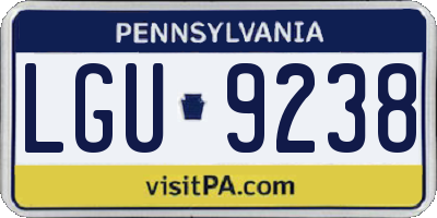 PA license plate LGU9238