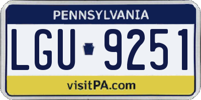 PA license plate LGU9251