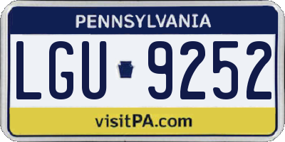 PA license plate LGU9252
