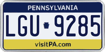 PA license plate LGU9285