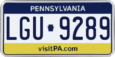 PA license plate LGU9289