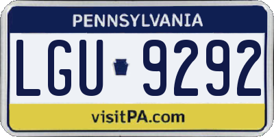 PA license plate LGU9292