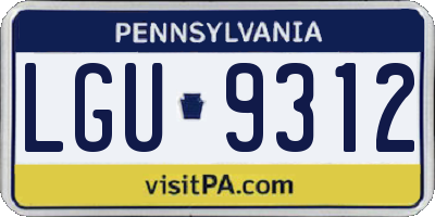 PA license plate LGU9312