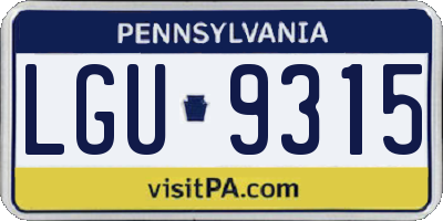 PA license plate LGU9315