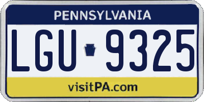 PA license plate LGU9325