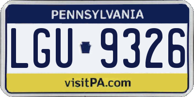 PA license plate LGU9326