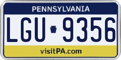PA license plate LGU9356