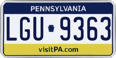 PA license plate LGU9363
