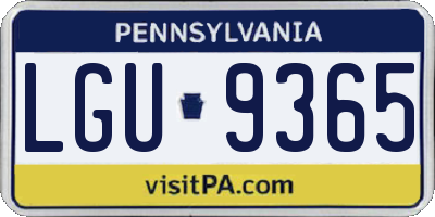 PA license plate LGU9365