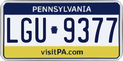 PA license plate LGU9377