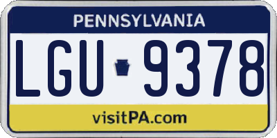 PA license plate LGU9378