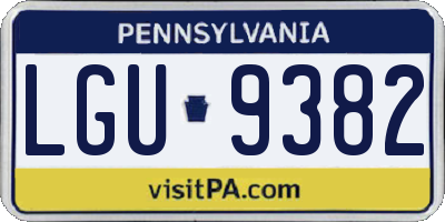 PA license plate LGU9382