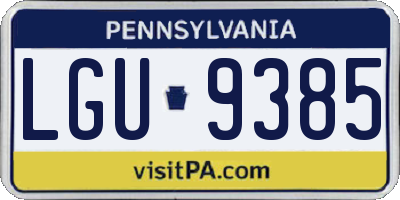 PA license plate LGU9385