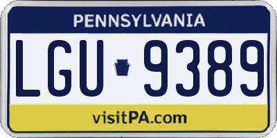 PA license plate LGU9389