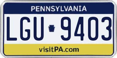 PA license plate LGU9403