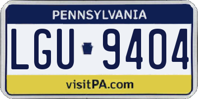 PA license plate LGU9404