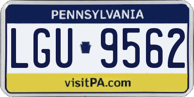 PA license plate LGU9562