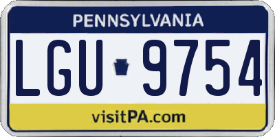 PA license plate LGU9754