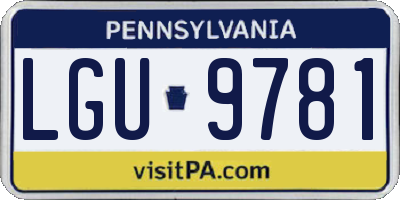 PA license plate LGU9781