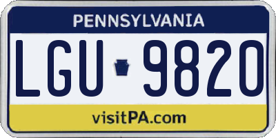 PA license plate LGU9820