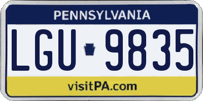 PA license plate LGU9835