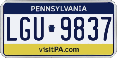 PA license plate LGU9837