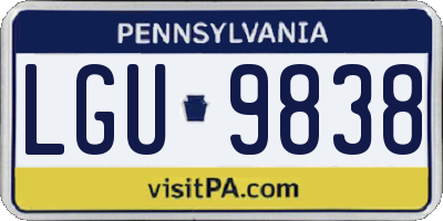 PA license plate LGU9838
