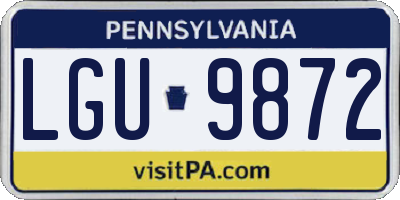 PA license plate LGU9872