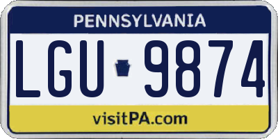 PA license plate LGU9874