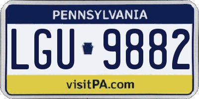 PA license plate LGU9882