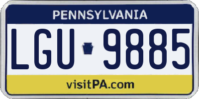 PA license plate LGU9885