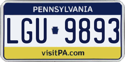 PA license plate LGU9893