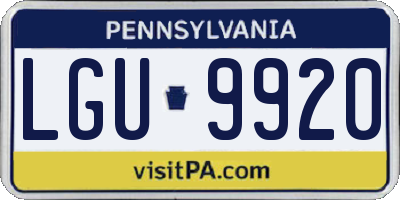 PA license plate LGU9920