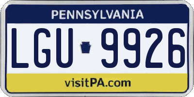 PA license plate LGU9926