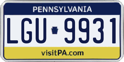 PA license plate LGU9931