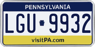 PA license plate LGU9932