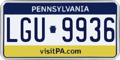PA license plate LGU9936