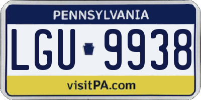 PA license plate LGU9938