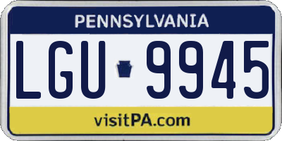 PA license plate LGU9945