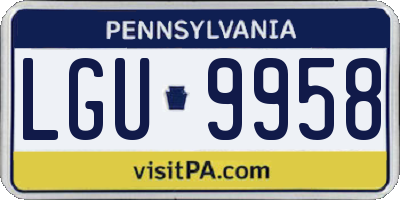 PA license plate LGU9958