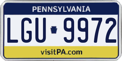PA license plate LGU9972