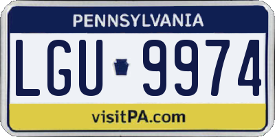 PA license plate LGU9974