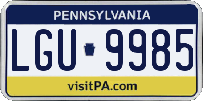 PA license plate LGU9985