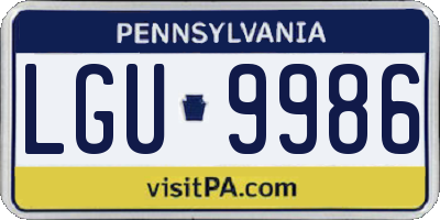 PA license plate LGU9986