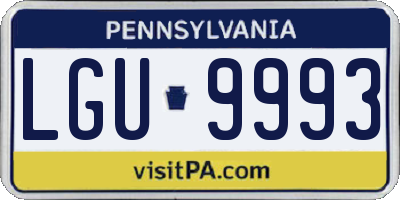 PA license plate LGU9993