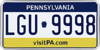 PA license plate LGU9998